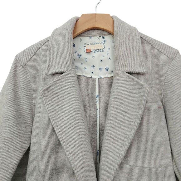 Anthropologie Pilcro Blazer Jacket Womens Large Brown Button Pinstripe Academy - Picture 3 of 13